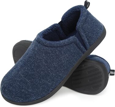 Чоловічі халапи з штучної вовни Snug Leaves з піною Memory Foam, антиковзаючі, теплі, з штучним Sherpa, з еластичними вставками (46/47 EU, темно-синій)