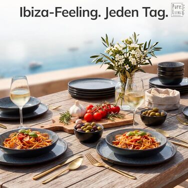 Посуд Steingut Ibiza на 6 осіб, 24 предмети - Керамічний набір посуду для сервірування, TESTSIEGER