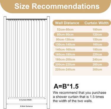 Штора для ванної кімнати анти-грибок водонепроникна магнітна з гачками, текстильна, 180x200 см, сіра