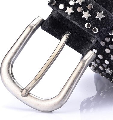 Жіночий шкіряний ремінь Stern з шипами, широкий ремінь для джинсів, регульований, сірий колір