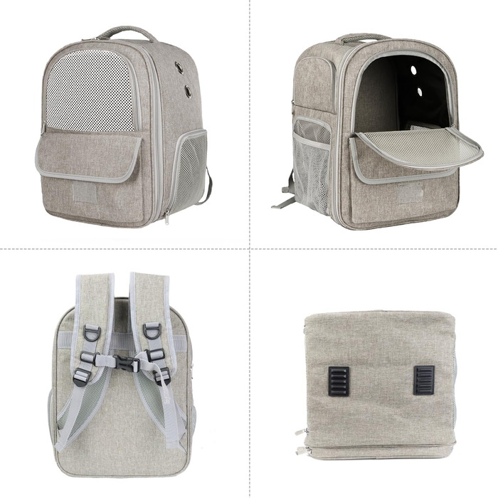 Рюкзак-переноска для котів та собак, дихаючий, сірий | Рюкзак для тварин для подорожей, прогулянок, хандлінгу