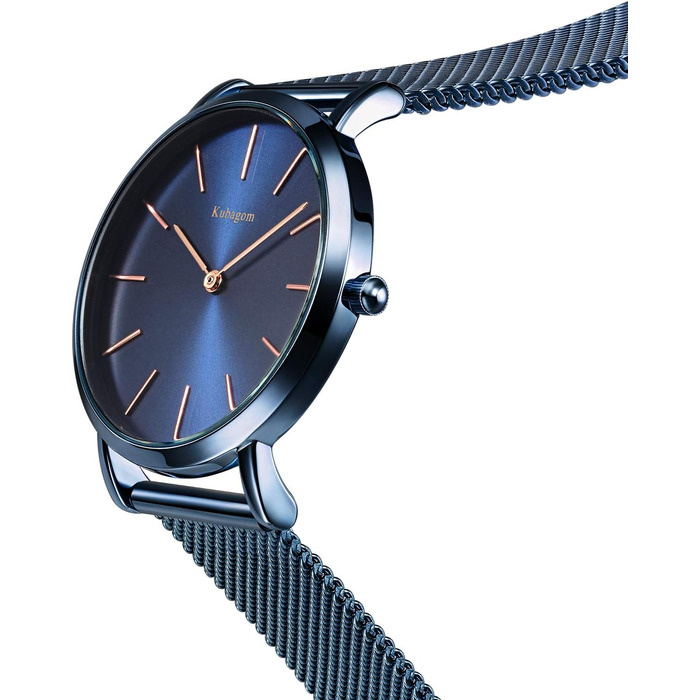 Жіночий годинник на аналоговому кварцовому механізмі з нержавіючої сталі, водостійкий, сітчатий ремінець, ультратонкий комплект з браслетом, блакитне покриття, блакитний ремінець, блакитний браслет