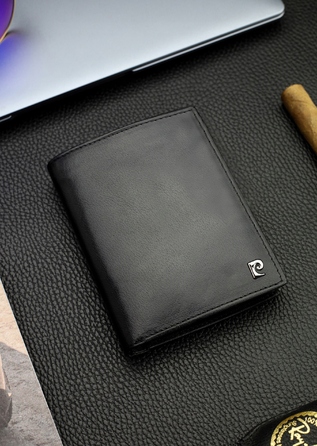Чоловічий гаманець Pierre Cardin зі шкіри натуральної з RFID захистом, чорний, сертифікат Q1
