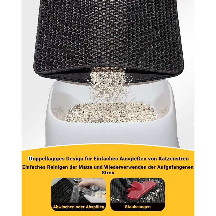 Килимок для котячого туалету Ycozy Katzenklo Matte XL 90x60 см EVA з подвійним шаром, водонепроникний, легко миється, бежевий