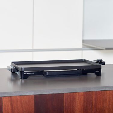 Тaurus Steakmax 2200 – гриль-плита з антипригарним покриттям, без PFOA, 2200 Вт, велика поверхня 49 x 27 см, легке очищення, збірна миска для жиру, протиковзкі ніжки, Чорний колір
