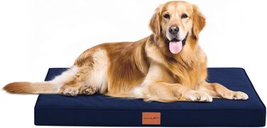 Orthopedic Dog Bed, Dog Sofa with Egg Crate Foam for Large Dogs, 112 x 81 cm, Removable and Washable, Non-Slip Bottom, (L 91 x W 69 x H 8 cm, Navy Blue)