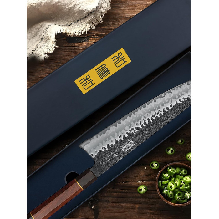 Японський ніж Kiritsuke HOSHANHO 23 см, професійний кухонний ніж з 9 шарів вуглецевої сталі, ніж шеф-кухаря з подарунковою коробкою