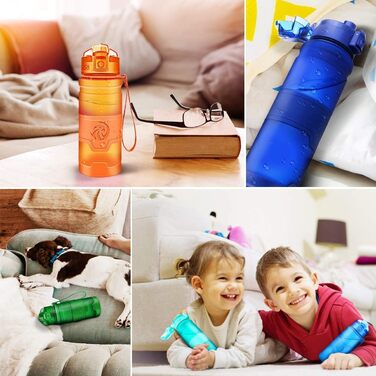 ZORRI Sport Water Bottle for Kids, 500 ml/700 ml/1000 ml, BPA-free, eco-friendly Tritan plastic, reusable water bottles with filter, 1000ml-32oz (Dark Blue, 414 ml)
