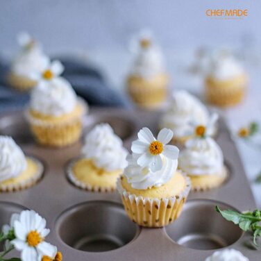 CHEFMADE Mini Muffin Pan, 12-Cavity Non-Stick Mini Cupcake Pan Baking Pans for Oven Baking (Champagne Gold)