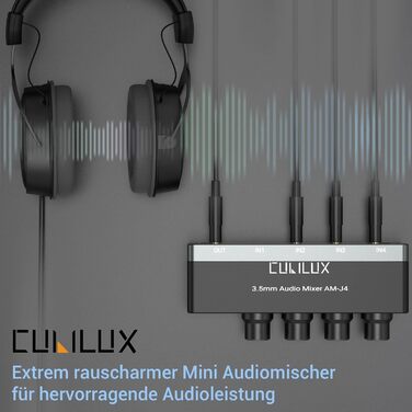 Cubilux 4-канальний аудіо-мікшер 3,5 мм, мінімальний шум, стерео перемикач, для гітар, басу, клавішних