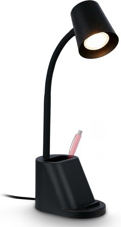 LED лампа BRILONER настільна бездротова з торшетом, поворотна, регульована, з можливістю заміни джерела світла, 38,5 см, з тримачем для ручок, білий колір