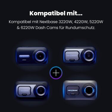 Nextbase 245609 Задня камера відеореєстратора для 322GW, 422GW, 522GW, 622GW, HD, об'єктив 30° Tele, до 1080p 30 FPS, проста установка, під'єднання одним кліком, кабельне під'єднання