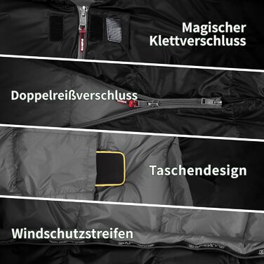 Спальний мішок зимовий Daunenschlafsack Winter: теплий та легкий, 680FP+, 0°C, для дорослих та дітей, підходить для походів, альпінізму та кемпінгу. Чорний колір