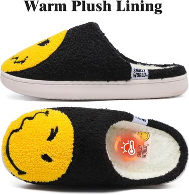 Чоловічі домашні тапочки Smilley з плюшу, Memory Foam, теплі зимові тапочки для дому (40/41 EU, чорний)