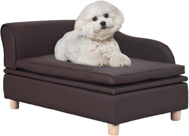 Софа для собак та котів Yoonnie room з PU-шкіри з місцем для зберігання – зручне ліжко для домашніх тварин, маленьке диван-крісло, підходить для цуценят та кошенят (Перловий білий)