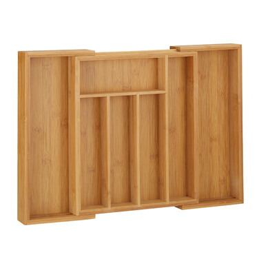 Relaxdays Cutlery Box Bamboo 48cm Extendable
