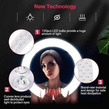 18-дюймове кільцеве світло LED з штативом, регульоване освітлення для макіяжу, селфі, YouTube, відеозйомки, CRI 90, з сумкою та пультом керування