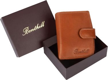 Жіночий гаманець Benthill з натуральної шкіри, RFID захист, коричневий, багато відділень, вінтажний стиль, подарункова коробка