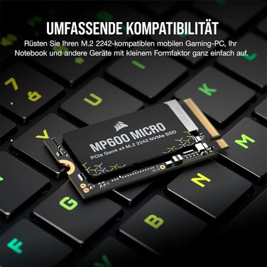 SSD Corsair MP600 Micro 1TB M.2 NVMe PCIe Gen4 – Чорний
