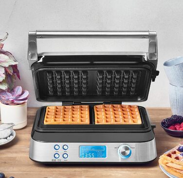 Вафельниця GASTROBACK 42424 Advanced Control, 1600 Вт, 5 програм, 7 рівнів підсмаження, LCD-дисплей, нержавіюча сталь, срібляста, одиночна