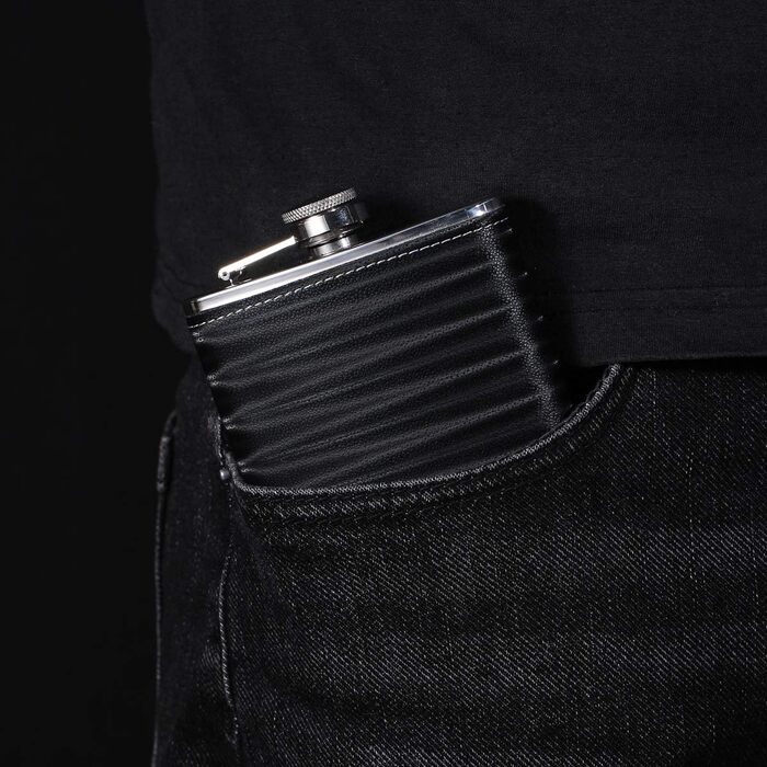 Фляга з імітацією крокодилячої шкіри, нержавіюча сталь, 510 мл, для віскі та лікеру, обгорнута PU-шкірою, TANEAXON