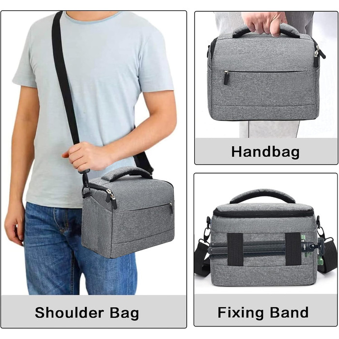 Сумка для камери HIUOUIH: фотосумка для DSLR/SLR камер, 26 x 19 x 15 см, сіра