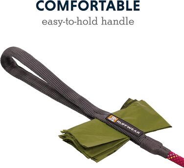 RUFFWEAR Knot-a-Leash, reflective rope dog leash with carabiner clip, Length: 1.5 m, Strength: 7 mm, Obsidian Black (Small, Hibiscus Pink)