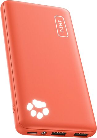 Power Bank INIU 10000mAh, ультратонкий, USB C, 3A, ліхтарик, сумісний з iPhone, Samsung, Huawei (Оранжевий)