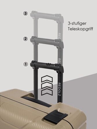 Набір валіз REDOLZ 3 шт. з жорстким корпусом | Система 3-х точкового замикання | З високоякісного поліпропілену | 4 подвійні колеса & TSA-замок | Для жінок та чоловіків (Essentials 15) (Колір: Бежевий, Розмір: M (65 см))