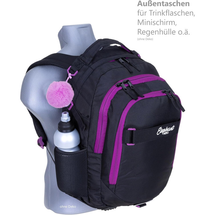 Дитячий рюкзак Elephant Hero Signature з дощовиком для дівчаток (Lila Violett Black)