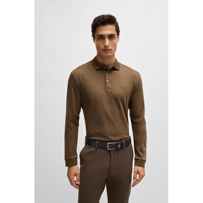 Чоловічий шкіряний ремінь BOSS Elio з логотипом, чорний