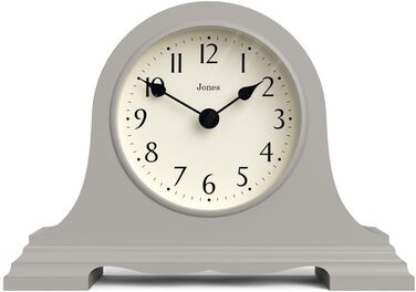 JONES CLOCKS® Speakeasy Table Clock | Classic Napoleon Hat Design | Gray | Contemporary classic style for desk, table, shelf, or bedside table