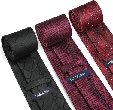 HISDERN Комплект краваток для чоловіків (3 шт.) з нагрудним хустиною. Шовкові краватки для весілля та особливих подій.