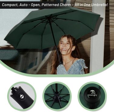 Компактний туристичний парасолька SY Winddicht: автоматичний, легкий, міцний (темно-зелений)