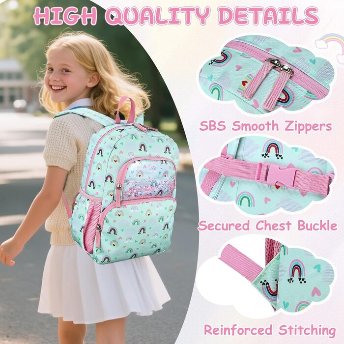 Дитячий рюкзак RAVUO для дівчаток та хлопчиків, шкільний рюкзак з нагрудним ременем, рюкзак для дітей 3-8 років, рюкзак у вигляді єдинорога/динозавра, 1 клас, кольоровий