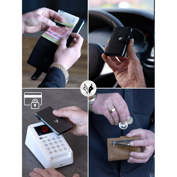 Крутий чохол-картхолдер BORZ Prime для AirTag з відділенням для монет, цифровою візитною карткою, захистом RFID, карбоном та червоною строчкою. Slim, шкіряний, з червоною строчкою.