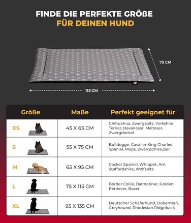 Літня подушка для собак HS-Hundebett® з бавовни з наповнювачем та антиковзким покриттям XS – М'яка подушка для собак на літо – Пральна та довговічна – Легка літня подушка для собак – Виготовлено в Німеччині (Акор, 75x115 см)