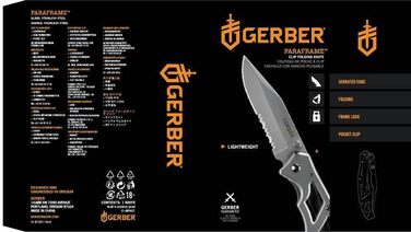 Gerber folding knife with plain edge and pocket clip (tooth length 7.6 cm (EU))