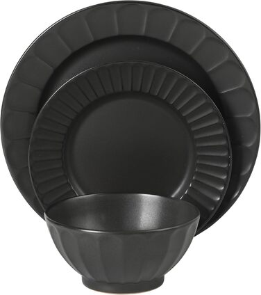 Сервіз столовий 16-частинний Gibson Elite Northrock Steingut для 4 осіб (12 предметів) - білий з ручним розписом, основа з теракоти