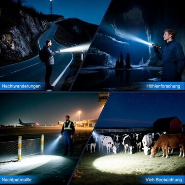 Ліхтар LED тактичний USB-C 50000 люмен, 24 години роботи, Zoom, 5 режимів, IP67, чорний