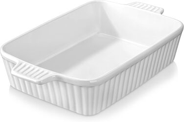 Керамічна форма для запікання MALACASA Bake.Bake 39,6 см, 4,2 л, біла, для лазаньї, тірамісу, запіканок, прямокутна, на 4-6 осіб