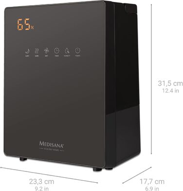 Зволожувач повітря Medisana AH 675 з гігрометром, таймером, попереднім нагрівом, 3 інтенсивності розпилення, 5.2 л, для дитячої, вітальні та спальні