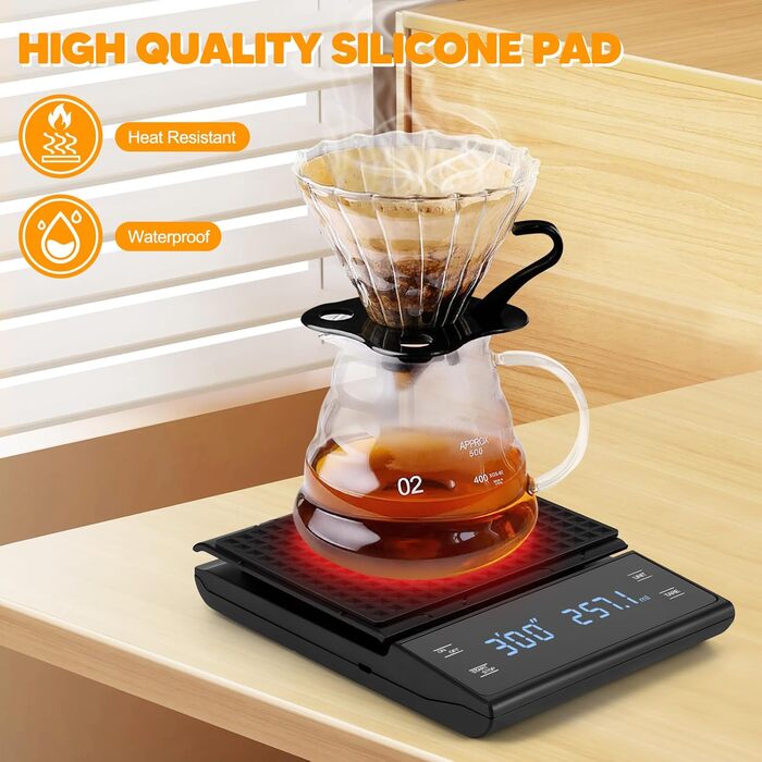 Електронні ваги для кави Viitech, до 3 кг, з таймером, 0.1 г, для дому та офісу