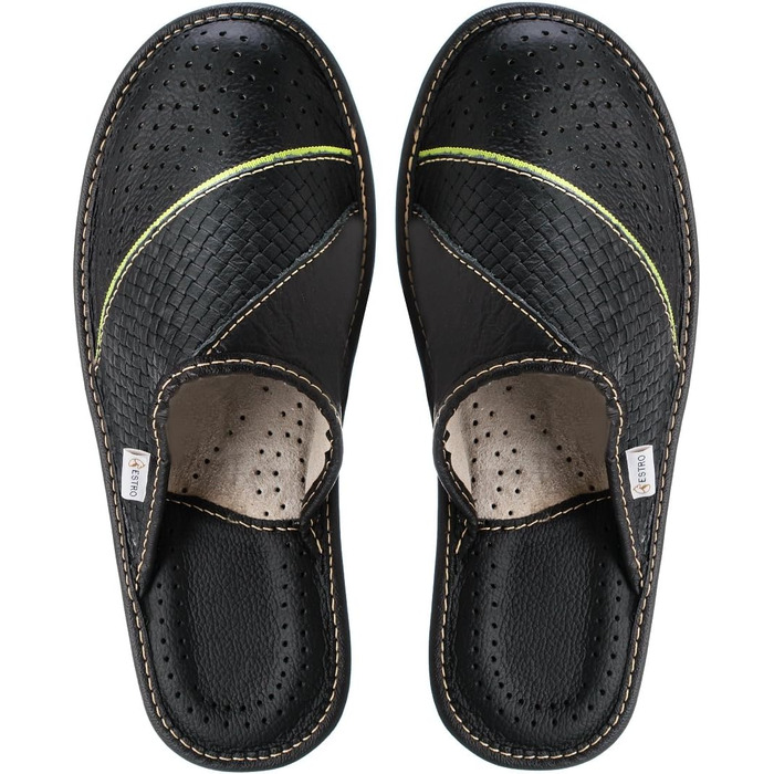 Чоловічі халати-домашні капці ESTRO M44, шкіряні, чорні, 44 EU