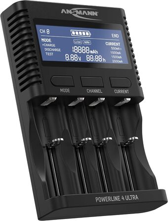 Зарядний пристрій ANSMANN для NiMH/Li-Ion акумуляторів AAA, AA, C, D (10340-26650) з USB, 4 програми + 4xAAA акумулятор