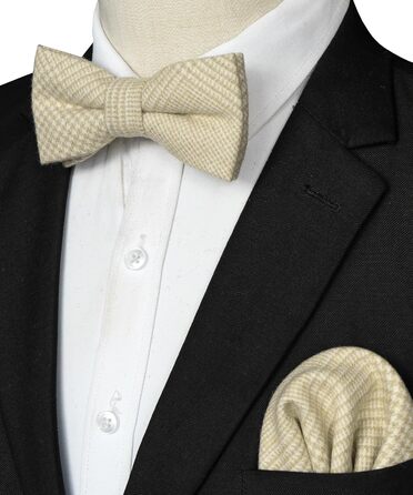 Метелик чоловічий JEMYGINS вовняний однотонний з нагрудною хустинкою, білий молочний, для осені та зими