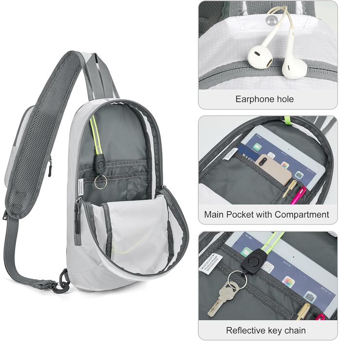 G4Free Сумка через плече/рюкзак, RFID-захист, з передньою кишенею, для походів, для щоденного використання, з нагрудною кишенею, білий, для жінок та чоловіків