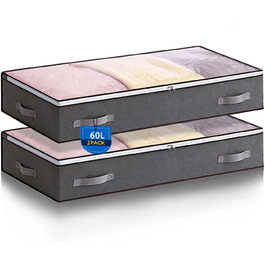 Комод під ліжко Boic, 2 шт., 60 л, для зберігання постільної білизни та одягу, з кришкою, складний, велика коробка для зберігання
