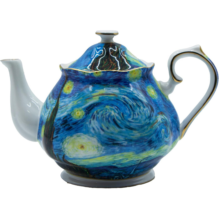 Порцелянова чайник 1 л Vintage Floral з кістяної порцеляни, біла троянда, для чаювання та кави, подарункова чайник Sternenhimmel