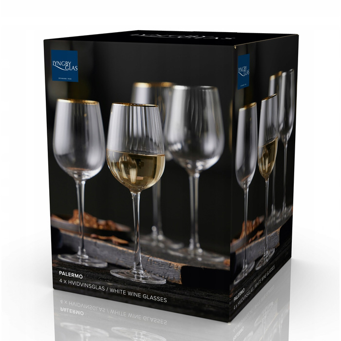 Келихи для білого вина Lyngby Glass Palermo, білі, 300 мл, 4 шт.
